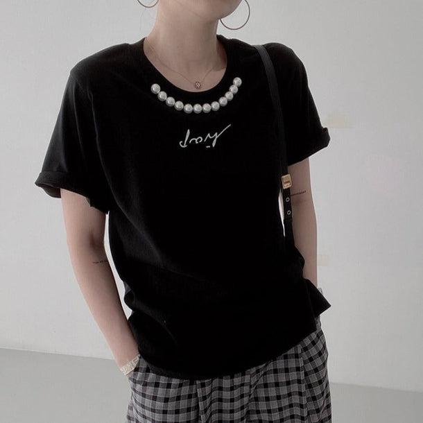 フレンチパールＴシャツ 5995-画像5-韓国ファッション通販POPREA［ポップリア］