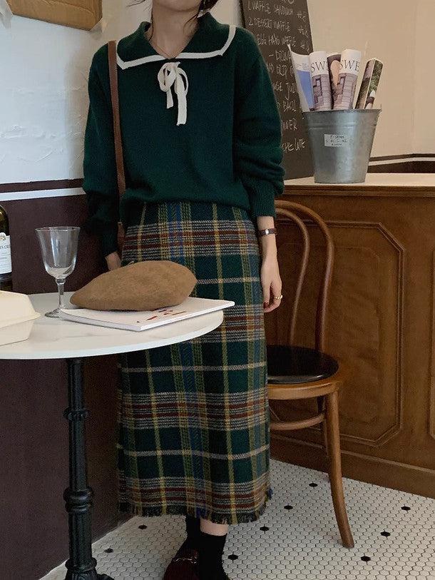 チェックニットミディスカート 6236-画像5-韓国ファッション通販POPREA［ポップリア］