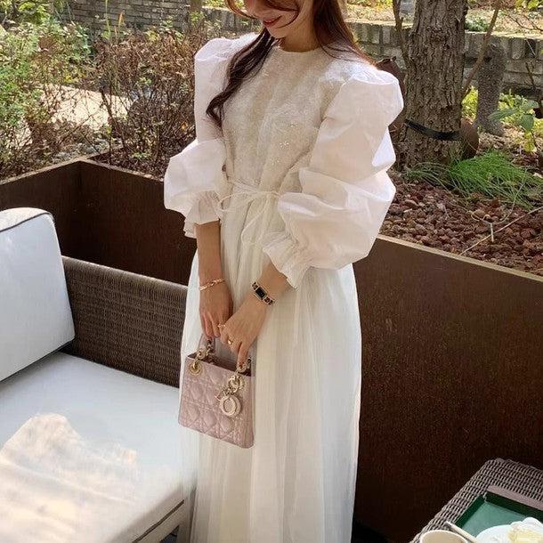 パフスリーブフラワーシフォンワンピース 6304-画像5-韓国ファッション通販POPREA［ポップリア］