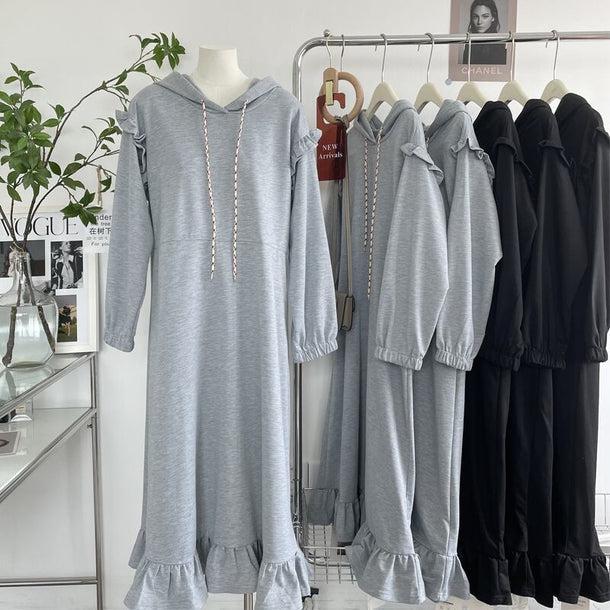 フリルカジュアルロングワンピース 6156-画像5-韓国ファッション通販POPREA［ポップリア］