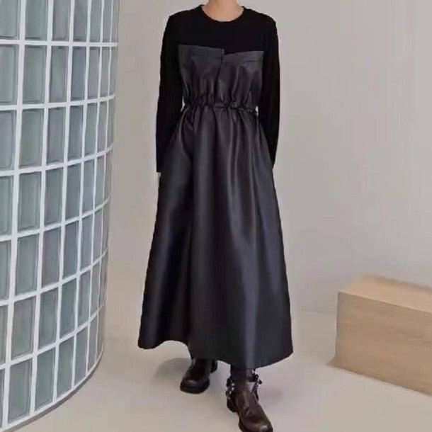 カットソードッキングフェイクレザーキャミワンピース﻿ 6223-画像5-韓国ファッション通販POPREA［ポップリア］