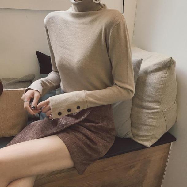 袖ボタンハイネックニット 6416-画像5-韓国ファッション通販POPREA［ポップリア］