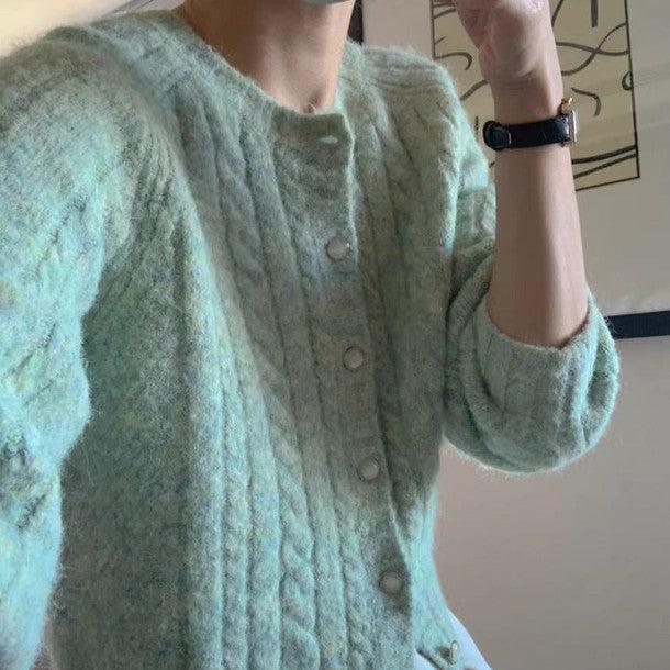 ライトカラーケーブルニットカーディガン 6298-画像5-韓国ファッション通販POPREA［ポップリア］