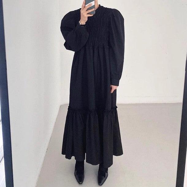 ハイネックフロントギャザーワンピース﻿ 6406-画像5-韓国ファッション通販POPREA［ポップリア］