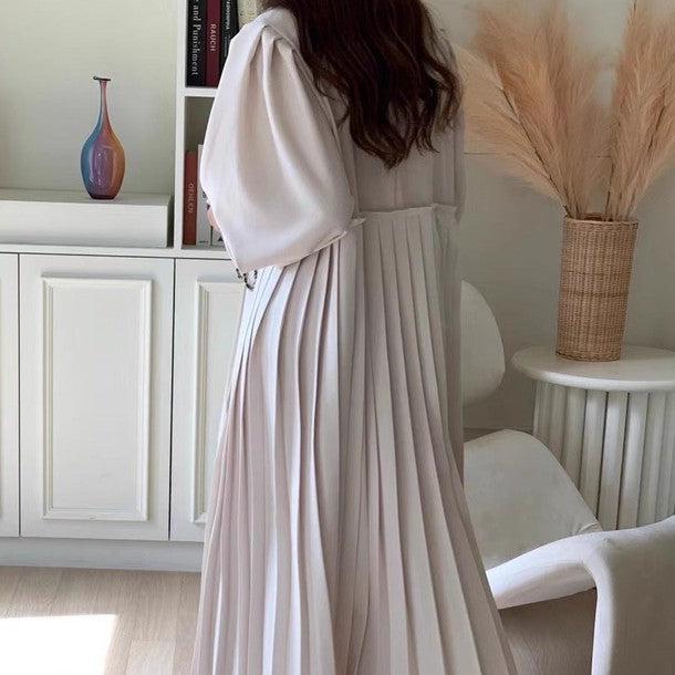 ラウンドネックルーズロングプリーツドレス 6490-画像5-韓国ファッション通販POPREA［ポップリア］