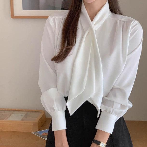 ロングカフスボウタイブラウス﻿ 6209-画像5-韓国ファッション通販POPREA［ポップリア］