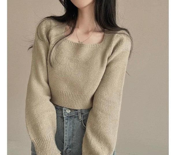 スクエアネックショートニット 6391-画像5-韓国ファッション通販POPREA［ポップリア］