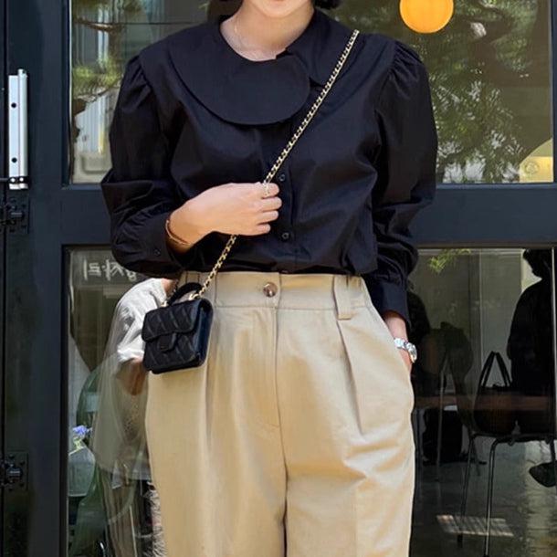 ラウンドアシメカラーシャツブラウス 6143-画像5-韓国ファッション通販POPREA［ポップリア］