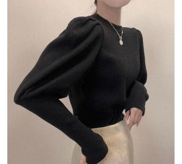 パフスリーブボトルネックニットトップス 6329-画像5-韓国ファッション通販POPREA［ポップリア］