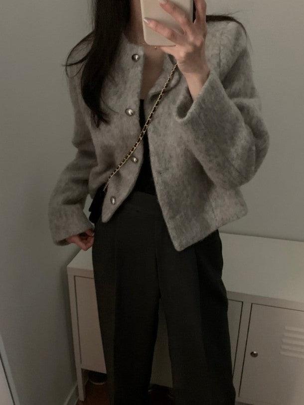 メタルバックルノーカラーショートジャケット 6393-画像5-韓国ファッション通販POPREA［ポップリア］