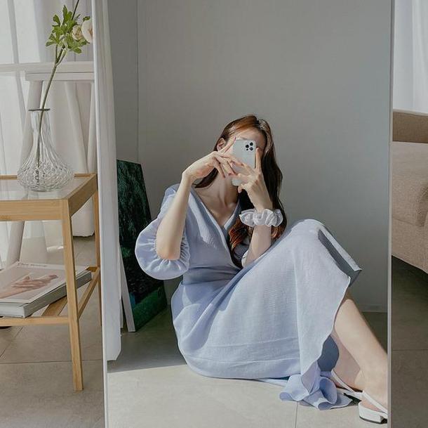 パフスリーブプレーンワンピース﻿﻿ 6649-画像5-韓国ファッション通販POPREA［ポップリア］