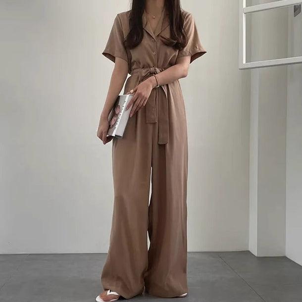 サテンチックシャツオールインワン 6035-画像5-韓国ファッション通販POPREA［ポップリア］