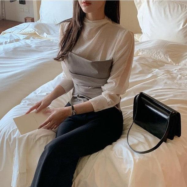 ビスチェドッキングシースルーブラウス 6428-画像5-韓国ファッション通販POPREA［ポップリア］