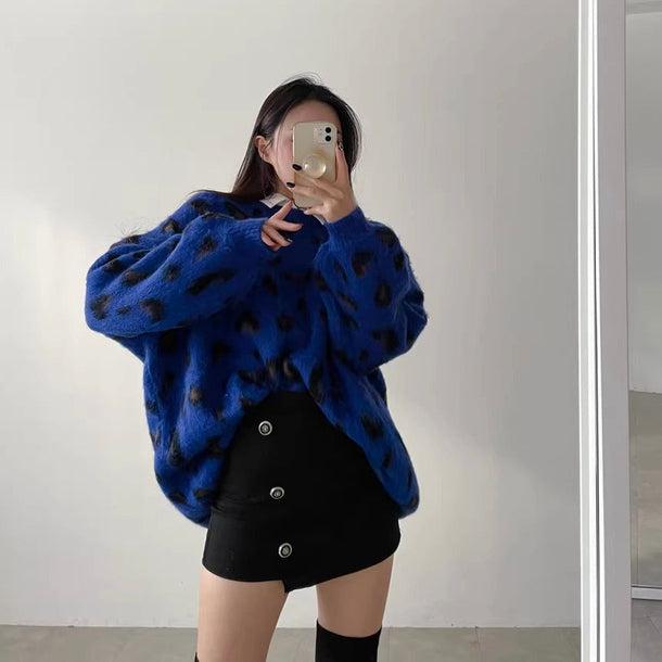 ヒョウ柄ビックルーズニット 6192-画像5-韓国ファッション通販POPREA［ポップリア］