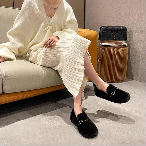 ボアローファーフラットシューズ 6380-画像5-韓国ファッション通販POPREA［ポップリア］