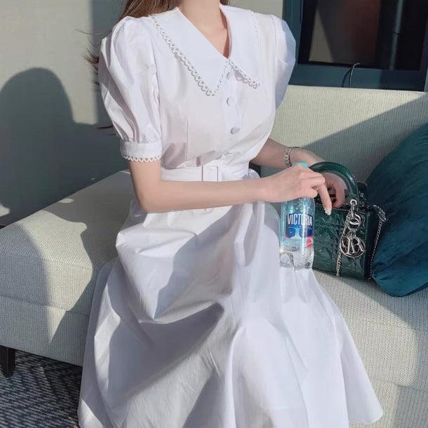 レースカラーレトロワンピース﻿﻿ 6054-画像5-韓国ファッション通販POPREA［ポップリア］