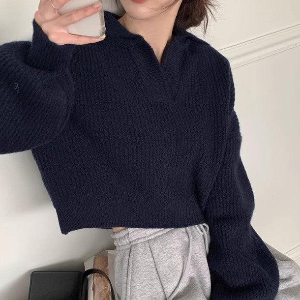 クロップドポロニット 6322-画像5-韓国ファッション通販POPREA［ポップリア］