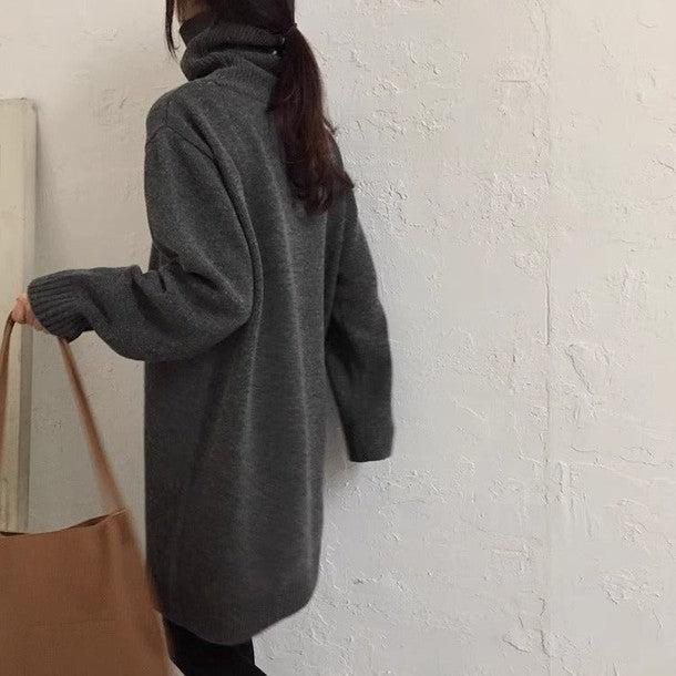 ミディ丈タートルネックワンピースニット 6457-画像5-韓国ファッション通販POPREA［ポップリア］