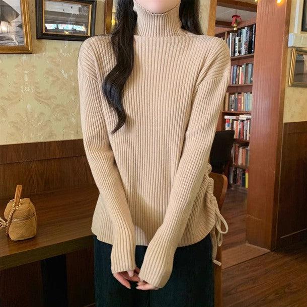 サイドシャーリングギャザーリブニット 6345-画像5-韓国ファッション通販POPREA［ポップリア］