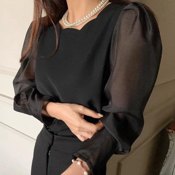 スクエアネックシアーブラウス 6433-画像6-韓国ファッション通販POPREA［ポップリア］