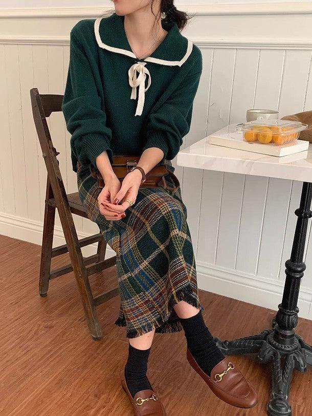 チェックニットミディスカート 6236-画像6-韓国ファッション通販POPREA［ポップリア］