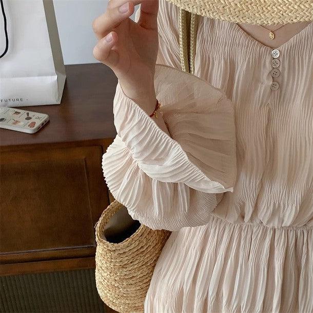 クリンクルロングワンピース 6547-画像6-韓国ファッション通販POPREA［ポップリア］