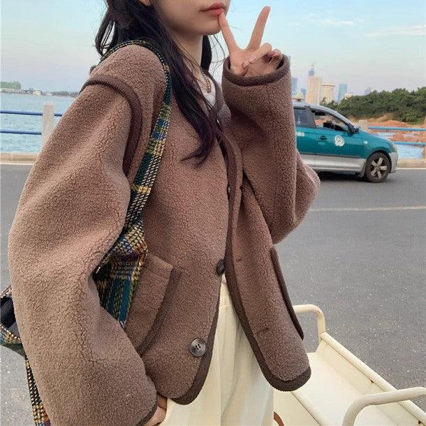 2ポケットノーカラーボアジャケット﻿﻿﻿﻿ 6260-画像6-韓国ファッション通販POPREA［ポップリア］