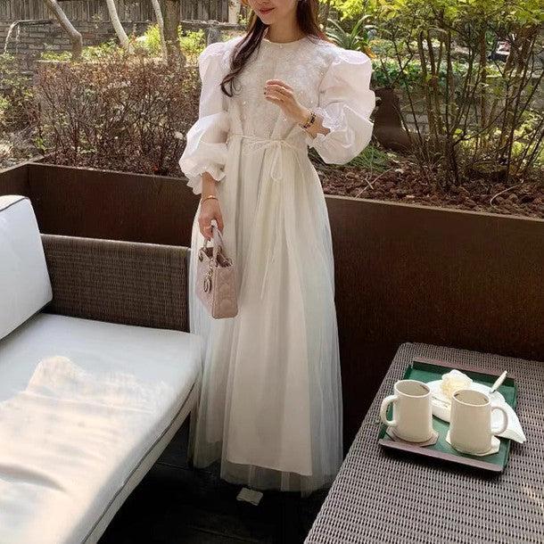 パフスリーブフラワーシフォンワンピース 6304-画像6-韓国ファッション通販POPREA［ポップリア］