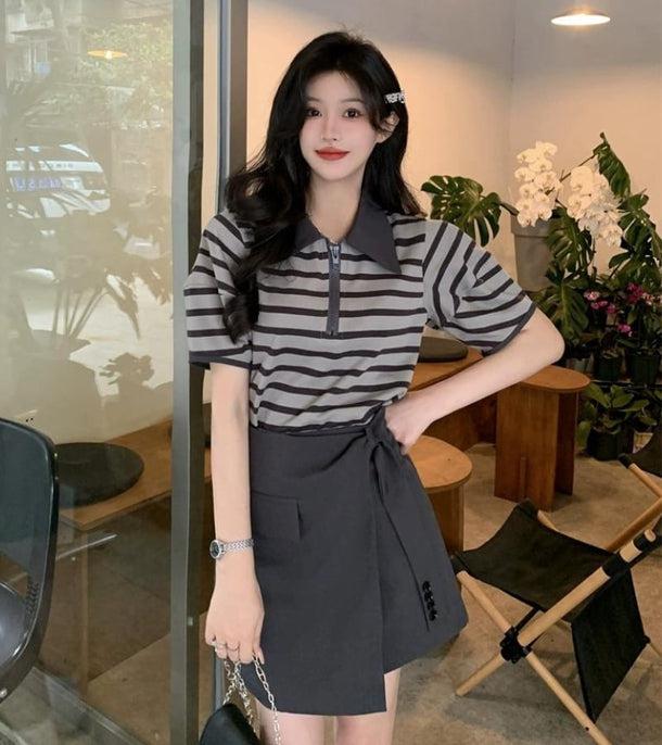 ハーフジップアップポロシャツ 6075-画像6-韓国ファッション通販POPREA［ポップリア］