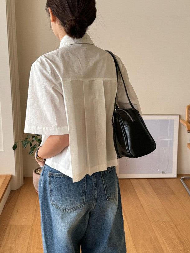 クロップドプリーツブラウス 6785-画像6-韓国ファッション通販POPREA［ポップリア］