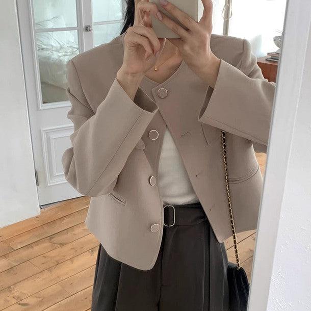 サイドポケットノーカラージャケット﻿ 6220-画像6-韓国ファッション通販POPREA［ポップリア］