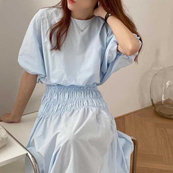 半袖パフスリーブ&ロングスカートセットアップ 6671-画像6-韓国ファッション通販POPREA［ポップリア］