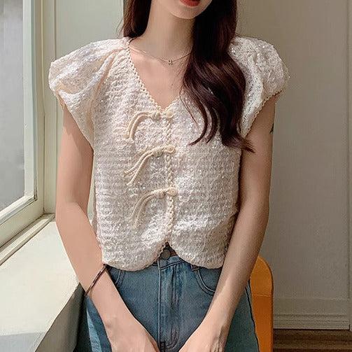 チャイナチックパフスリブラウス﻿﻿﻿ 6058-画像6-韓国ファッション通販POPREA［ポップリア］