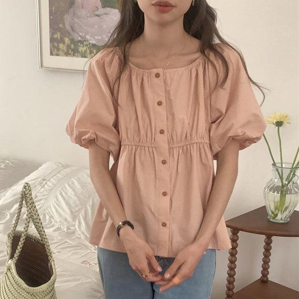 シンプルペプラムブラウス 5985-画像6-韓国ファッション通販POPREA［ポップリア］