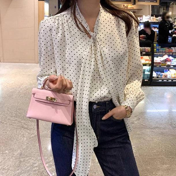 ボウタイドットブラウス 6404-画像6-韓国ファッション通販POPREA［ポップリア］