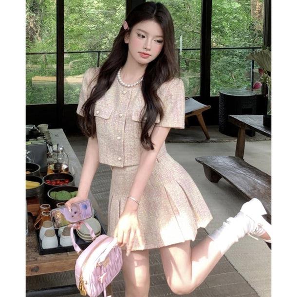 スイートツイードジャケット＆スカート﻿ 6110-画像6-韓国ファッション通販POPREA［ポップリア］