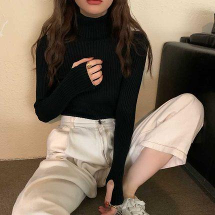 フィンガーホールタートルネックリブニット 6551-画像6-韓国ファッション通販POPREA［ポップリア］