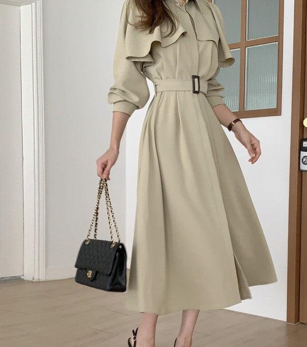 ケープフレアウエストベルトワンピース 6373-画像6-韓国ファッション通販POPREA［ポップリア］