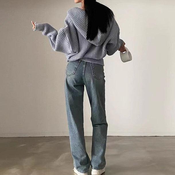 リブニットフードカーディガン 6331-画像6-韓国ファッション通販POPREA［ポップリア］