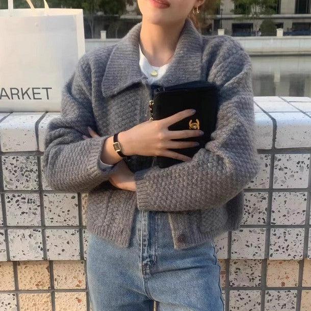 襟付きショートカーディガン 6242-画像6-韓国ファッション通販POPREA［ポップリア］