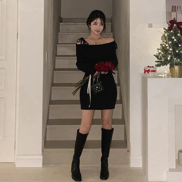 リボンオフショルミニワンピース 6381-画像6-韓国ファッション通販POPREA［ポップリア］