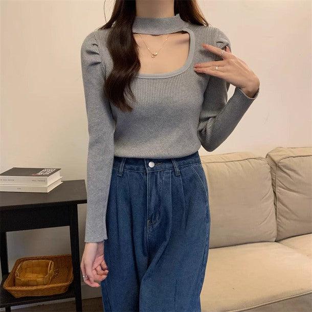 オープンバストハイネックリブニット﻿﻿﻿ 6259-画像6-韓国ファッション通販POPREA［ポップリア］