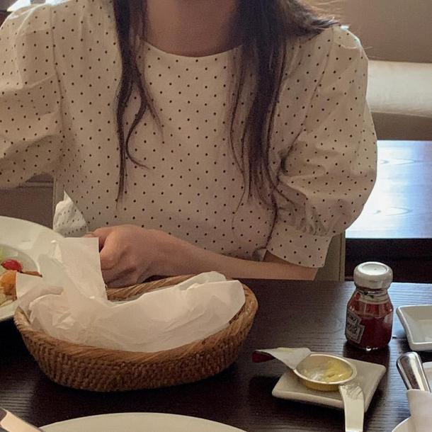 2WAY半袖ドットブラウス﻿ 6642-画像6-韓国ファッション通販POPREA［ポップリア］