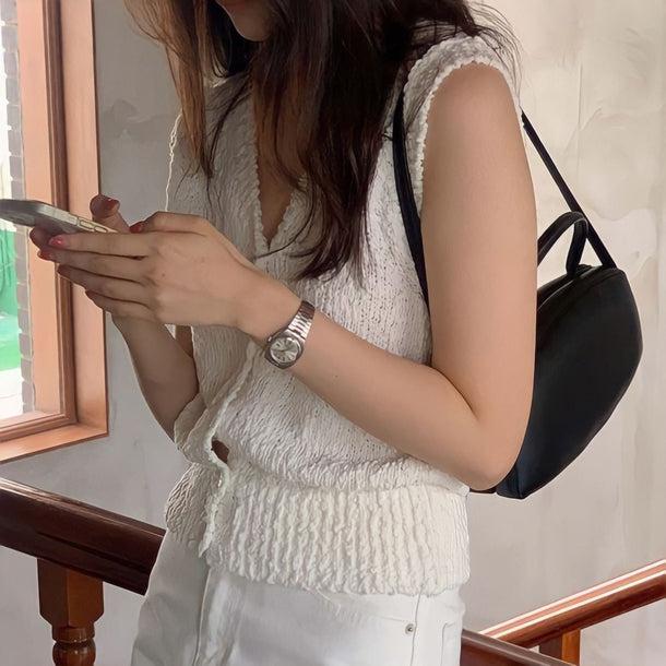 オフホワイトサマーニットベスト﻿ 6088-画像6-韓国ファッション通販POPREA［ポップリア］