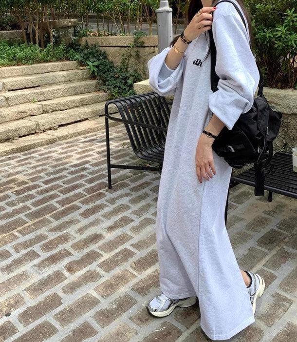 Vネックポイントロゴスエットワンピース﻿ 6207-画像6-韓国ファッション通販POPREA［ポップリア］