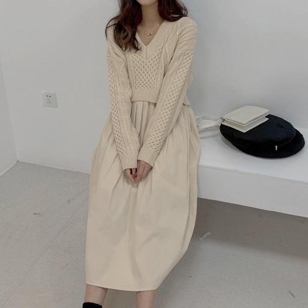 バックリボンショートニット＆ワンピ﻿﻿﻿﻿﻿﻿﻿ 6280-画像6-韓国ファッション通販POPREA［ポップリア］