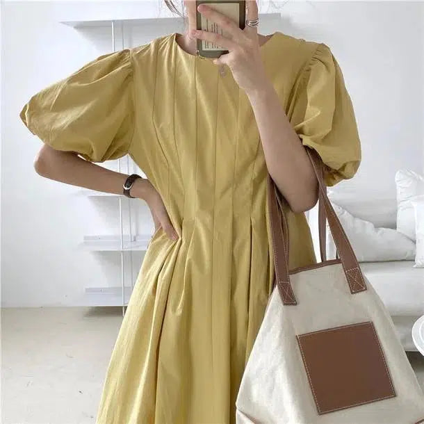 パフスリーブピュアワンピース 6681-画像6-韓国ファッション通販POPREA［ポップリア］