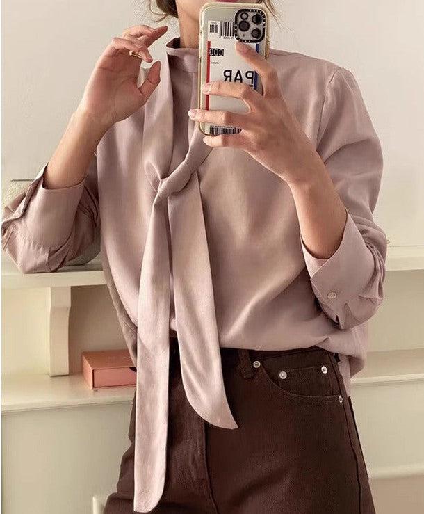 ボウタイ長袖オフィスブラウス 6364-画像6-韓国ファッション通販POPREA［ポップリア］