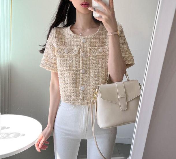 半袖ショートツイードジャケット﻿﻿﻿﻿ 5992-画像6-韓国ファッション通販POPREA［ポップリア］