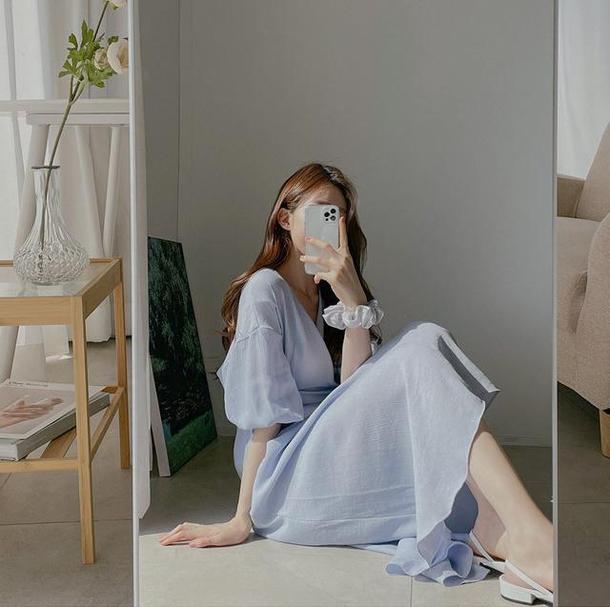 パフスリーブプレーンワンピース﻿﻿ 6649-画像6-韓国ファッション通販POPREA［ポップリア］